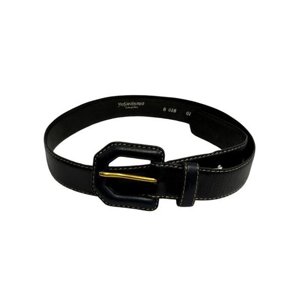 Yves Saint Laurent Navy Leather Belt